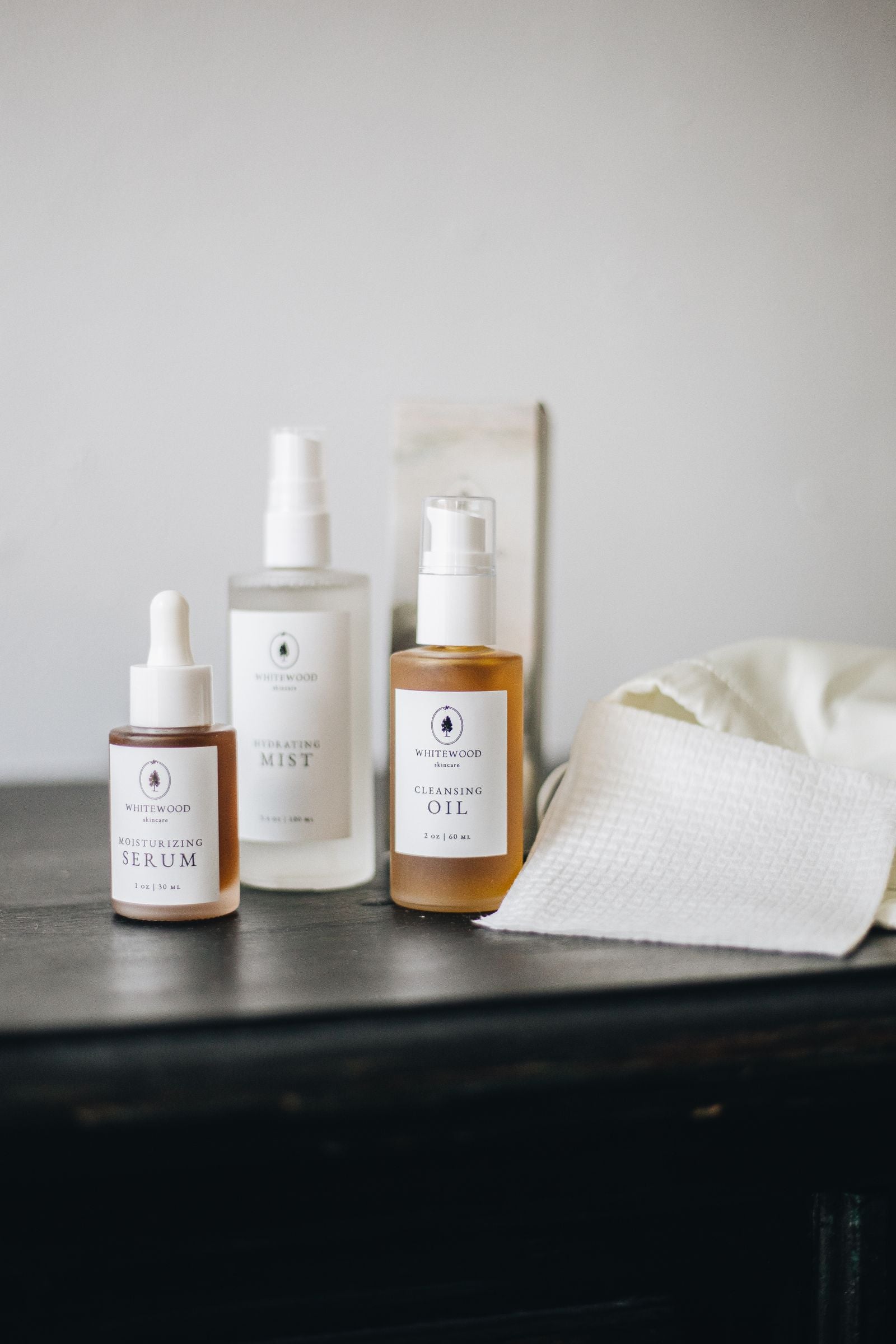 Minimalist skincare products display - VCare Store Skin Care category